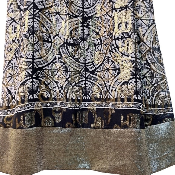 NICOLE MILLER Collection Silk and Lurex Metallic A Line Dress Size 4 - Picture 12 of 16